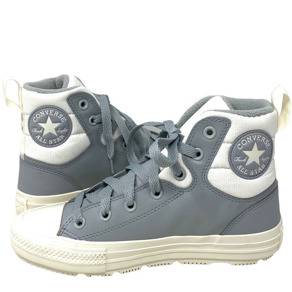 Converse CTAS Berkshire Boot High Top White Gray Women Leather Sneakers 172054C - Picture 2 of 10